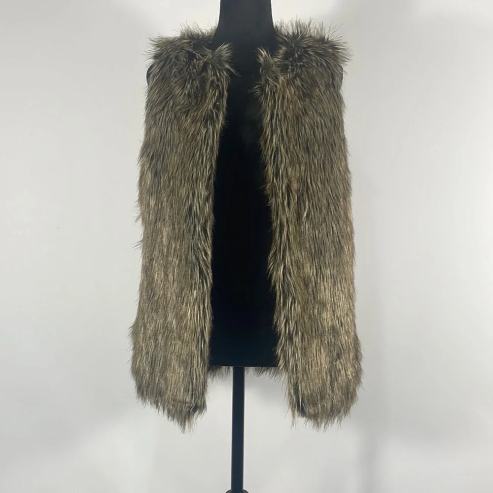 Miss London, Retro Faux Fur Vest, Size Medium, brown, Vintage look - Picture 1 of 11